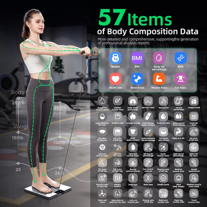 DEKABR Smart Body Composition Scale – BMI, Body Fat, Muscle Mass, TFT LCD Handle, 57 Metrics, Black