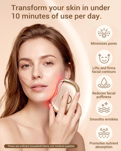 Red Light Gua Sha Tool for Face with 7 Light Modes, Heat & Cooling Electric Gua Sha & Face Massager for Daily Skincare, Facial Massage & At-Home Care