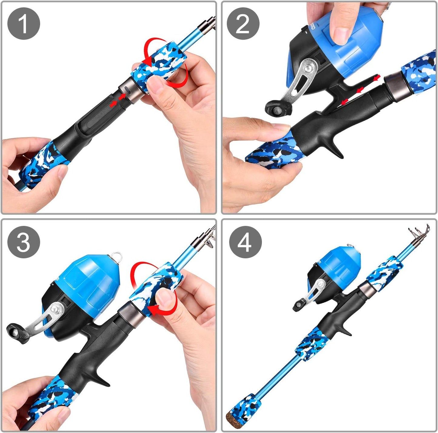 ODDSPRO Kids Fishing Pole, 4.92ft Portable Telescopic Fishing Rod and Spinning Reel Combo Kit with Tackle Box, Carrying Bag and Accessories for Boys & Girls
