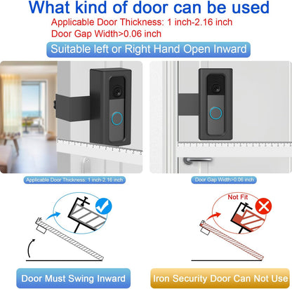 SZAOYU Anti-Theft Doorbell Mount Compatible with 2026 Ring Battery Doorbell, Plus & Pro, No-Drill Security Bracket for Inward-Opening Doors, Black