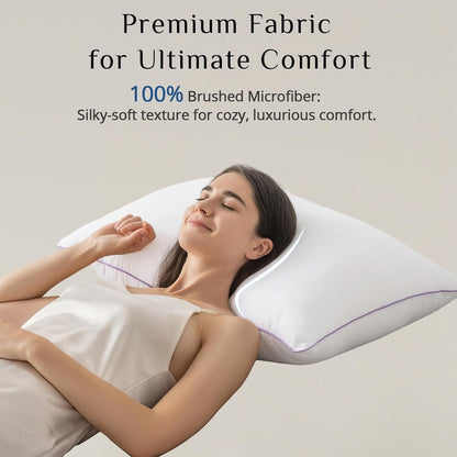 JOLLYVOGUE Pillows King Size Set of 6, Firm Supportive Bed Pillows with Oeko-Tex Certified Down Alternative Fill, Luxury Fluffy Hotel Quality for Stomach, Back, and Side Sleepers, White