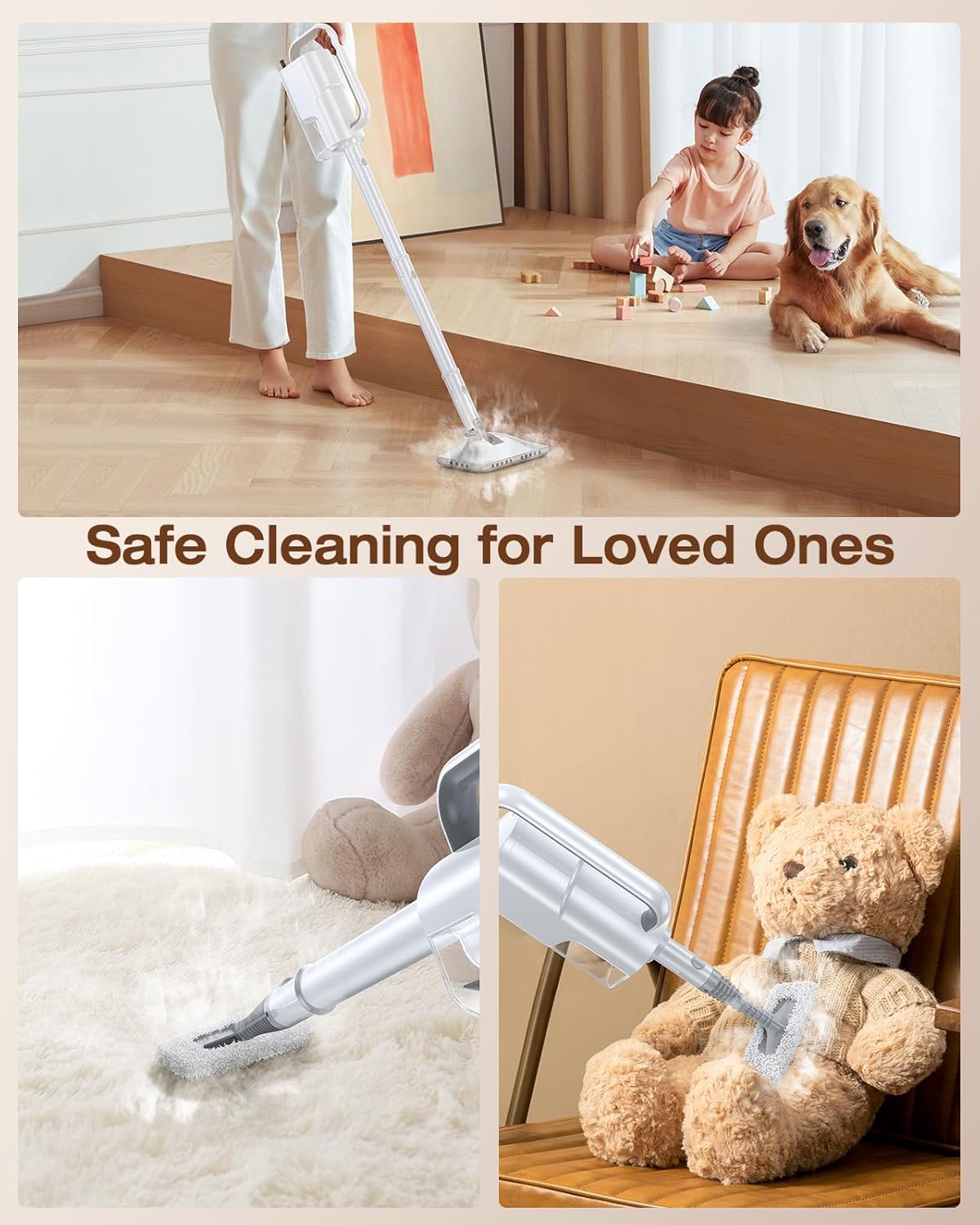 Steam Cleaner, 10-in-1 Detachable Handheld Steam Mop for Multi-Surface 350ml Tank,10s Heat-Up,248°F Steam Cleaner,2-Level Control,Swivel Head for Carpet,Floor,Tiles,BBQ grill,Car Accessories