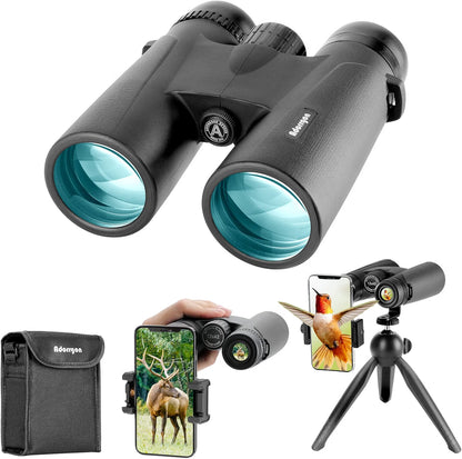 Adorrgon 12x42 High-Powered Binoculars for Adults with Phone Adapter & Tripod, BAK4 Prism Fully Multi-Coated Waterproof Binoculars for Bird Watching, Travel & Sports, 42mm