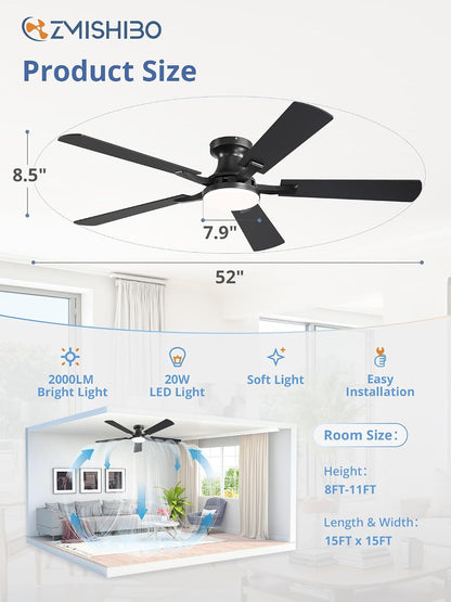 ZMISHIBO 52-Inch Ceiling Fan with Light