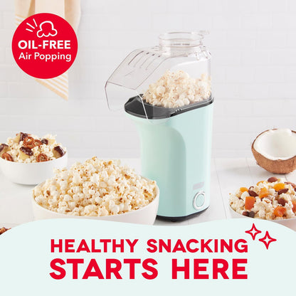 Dash Fresh Pop Popcorn Maker, 16-Cup Hot Air Popper with Butter-Warming Tray, Compact Countertop Design, Aqua