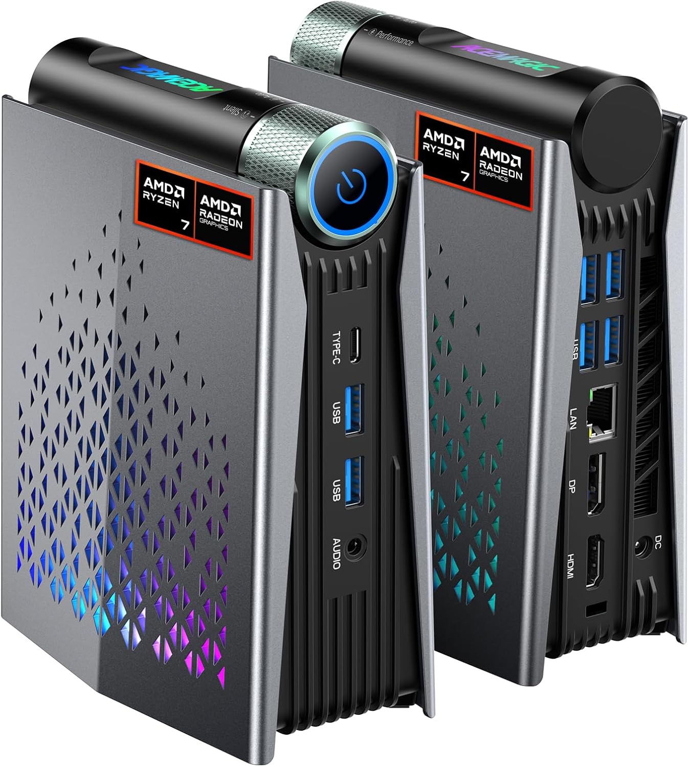 ACEMAGICIAN S3A Mini PC, Ryzen 7 H 255 (Up to 4.9GHz, 8C/16T), Radeon 780M Graphics, 16GB LPDDR5 RAM, 512GB PCIe4.0 SSD, Mini Desktop Computer for Content Creation, Programming, Gaming & Home Office