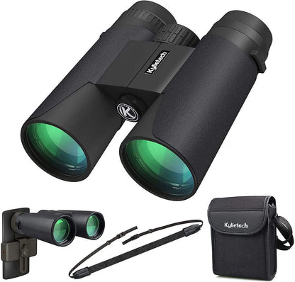 Kylietech 12x42 Binoculars, BAK4 Prism & FMC Multicoated Lens, Waterproof Fogproof Hunting Binoculars with Smartphone Adapter & Tripod Mount