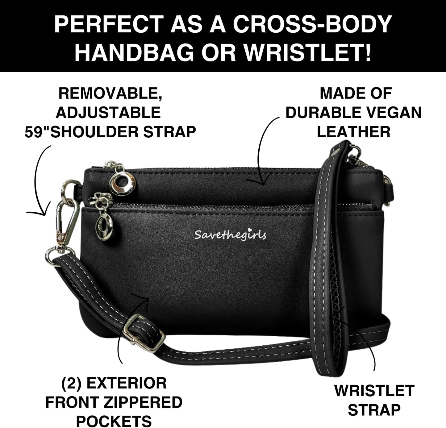 Save the Girls Cell Phone Purse - Touch Screen Women’s Crossbody Bag - Clutch Purses for Women (Bella)