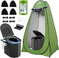YSR VEF Portable Camping Toilet with Pop-Up Privacy Tent, Foldable Camping Toilet Kit with 12 Waste Bags, 12 Liquid Waste Gel Packs & Ground Stakes, Black & Green