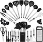 BESTZMWK 33-Piece Silicone Kitchen Utensil Set Black