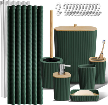 Clara Clark Black Bathroom Set, Shower Curtain Set, Bathroom Accessory Set