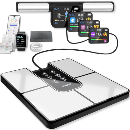DEKABR Smart Body Composition Scale – BMI, Body Fat, Muscle Mass, TFT LCD Handle, 57 Metrics, Black