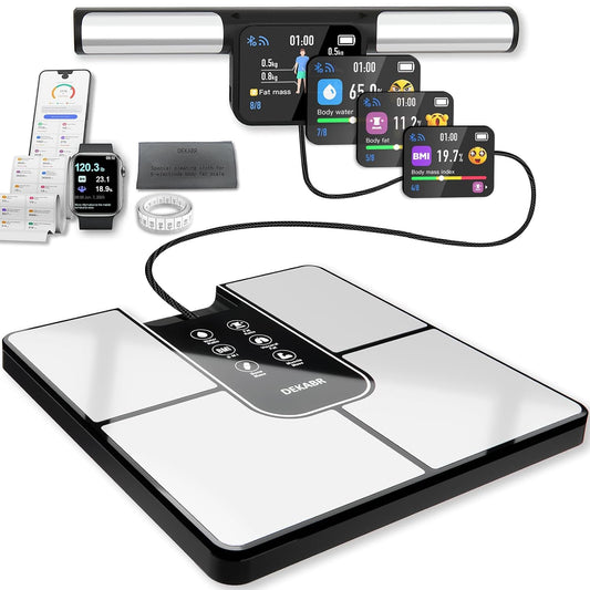 DEKABR Smart Body Composition Scale – BMI, Body Fat, Muscle Mass, TFT LCD Handle, 57 Metrics, Black