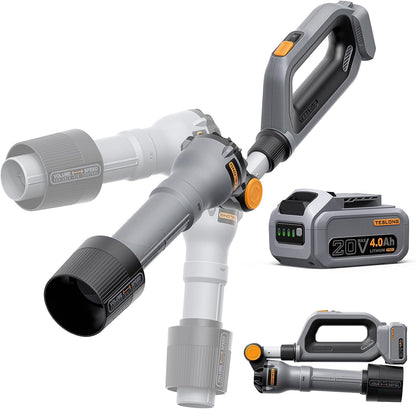 Teslong 20V Brushless Leaf Blower 600 CFM Cordless w/Battery & Charger Adjustable Angle; 600 CFM Airflow; 115 MPH Max Speed; 20V Brushless Motor; Turbo Mode; Dual Air Speed/Air Volume Mode