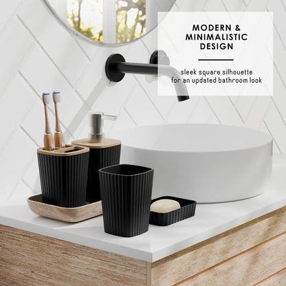 Clara Clark Black Bathroom Set, Shower Curtain Set, Bathroom Accessory Set