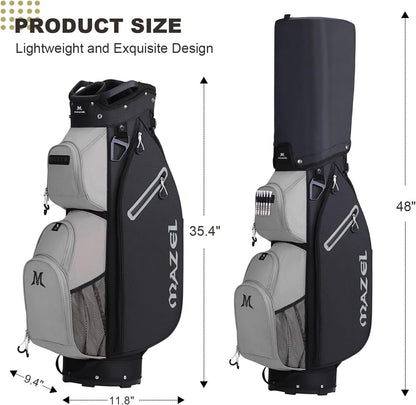 MAZEL Golf Cart Bag with 7-Way Full Length Dividers Top and 9 Pockets,Lightweight Golf Club Bag for Men & Women