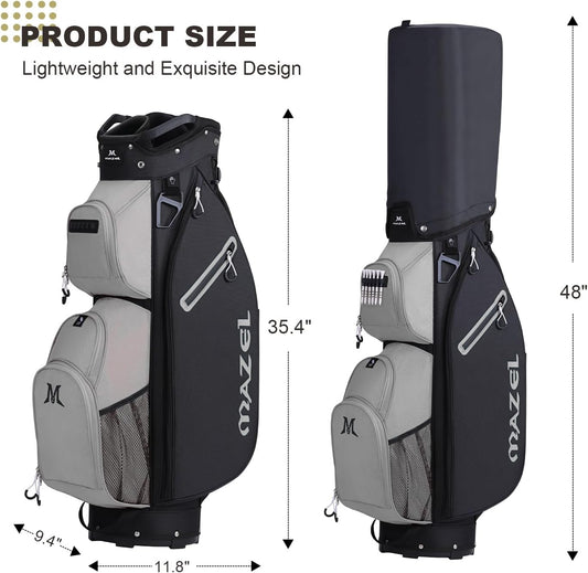 MAZEL Golf Cart Bag with 7-Way Full Length Dividers Top and 9 Pockets,Lightweight Golf Club Bag for Men & Women