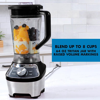 Kenmore Countertop Blender – Electric Mixer for Smoothies, Ice Crush & Pulse Function, Heavy Duty Tritan plastic Pitcher licuadora With 6 Speed, Kitchen Appliance, Dishwasher-Safe Jar, Black