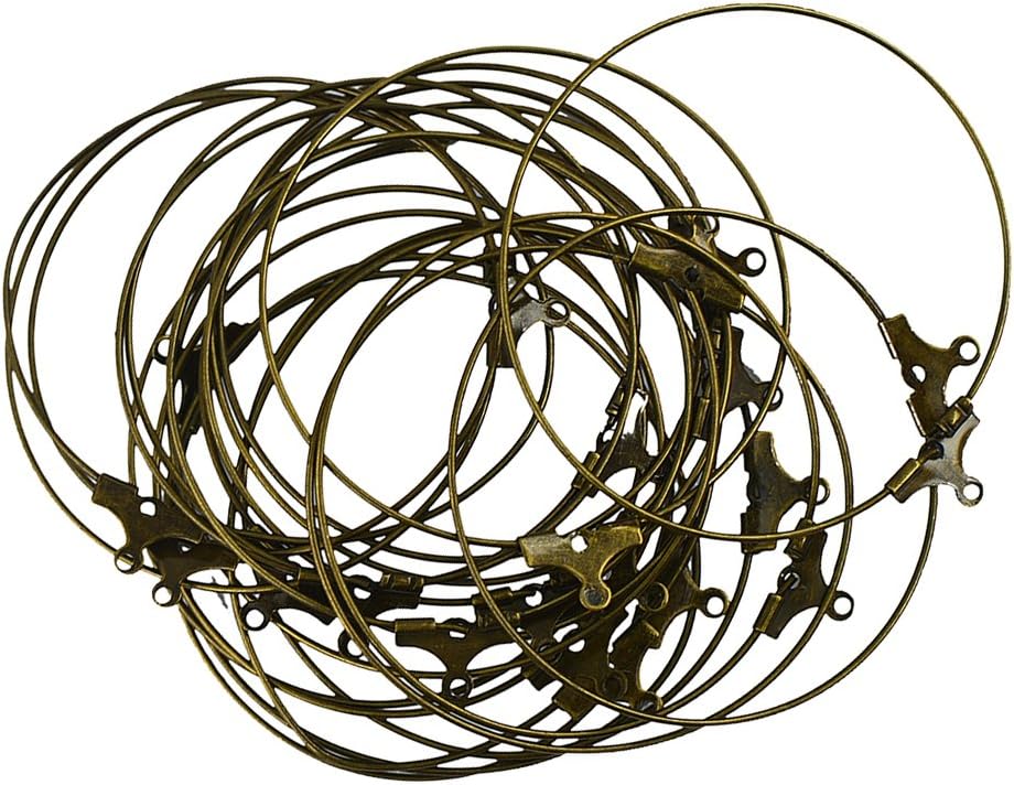 HyperionFlo Essentials 20-Piece 40mm Brass Hoop Earring Findings