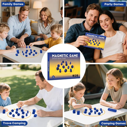 Bameca Magnetic Chess Game with Full-Size Stones, String Strategy Game for Kids & Adults, 20 Magnetic Stones, 2–4 Players, Portable Family Puzzle Game
