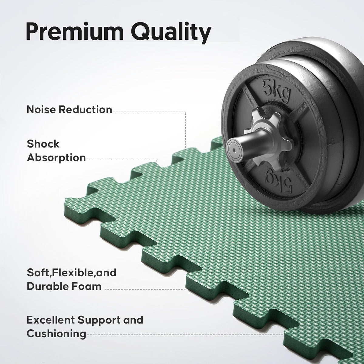 Nazhura 36-Pack Home Gym Mat, 144 Sq Ft EVA Interlocking Foam Exercise Floor Tiles, 24 x 24 x 1/2 Inch Puzzle Mats for Home Gym, Workout Equipment & Kids' Play Areas, Green
