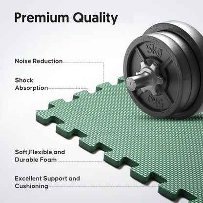 Nazhura 36-Pack Home Gym Mat, 144 Sq Ft EVA Interlocking Foam Exercise Floor Tiles, 24 x 24 x 1/2 Inch Puzzle Mats for Home Gym, Workout Equipment & Kids' Play Areas, Green