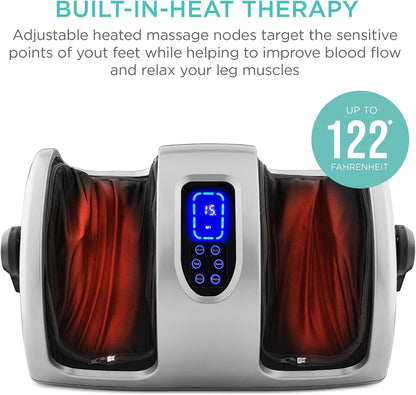 Best Choice Products Heated Shiatsu Foot Massager for Pain Relief, Plantar Fasciitis, Neuropathy, Blood Circulation w/Compact Design - Silver
