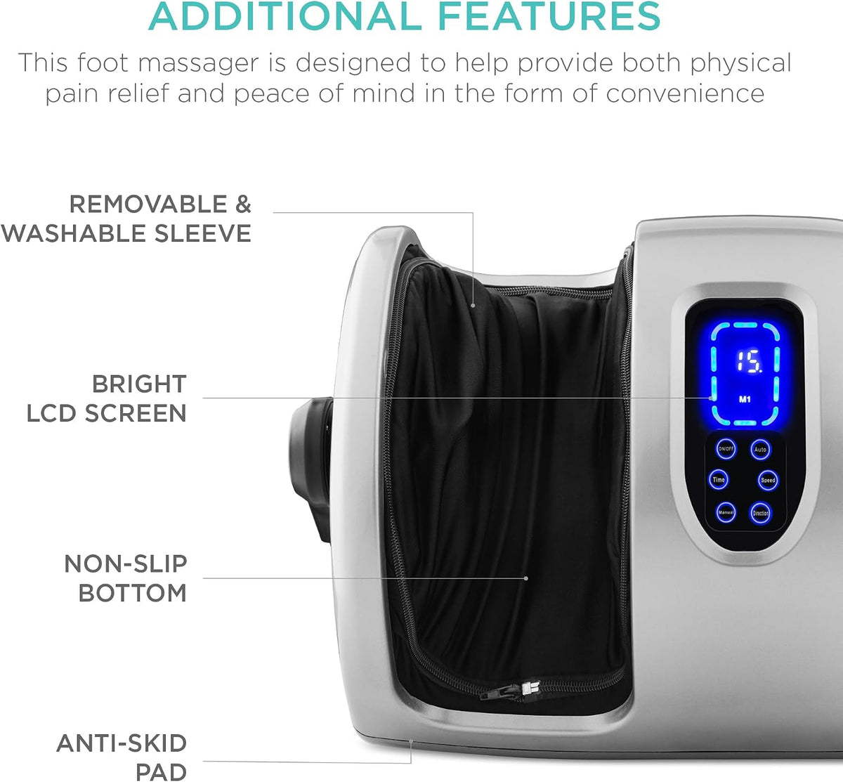 Best Choice Products Heated Shiatsu Foot Massager for Pain Relief, Plantar Fasciitis, Neuropathy, Blood Circulation w/Compact Design - Silver