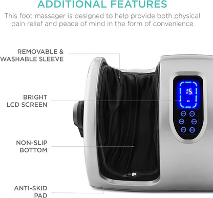 Best Choice Products Heated Shiatsu Foot Massager for Pain Relief, Plantar Fasciitis, Neuropathy, Blood Circulation w/Compact Design - Silver