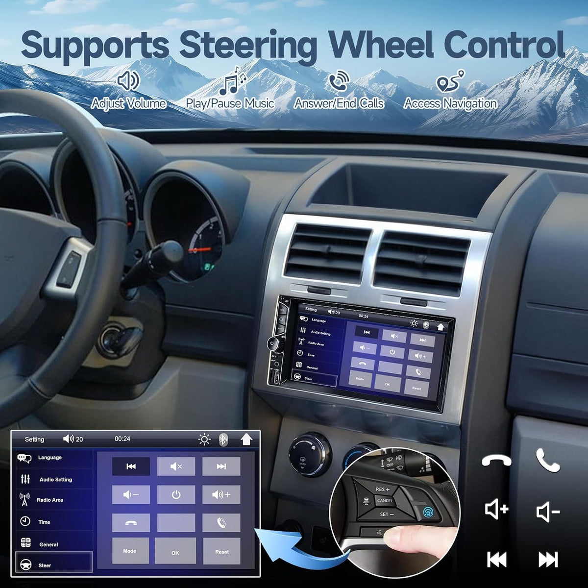 Leadfan 7inch Car Stereo Double Din Radio Touchscreen with Backup Camera Multimedia Car Audio Support Mirror Link, Bluetooth Caller ID, FM/MP3/MP4/USB/Subwoofer,Aux Input Car Audio Receivers