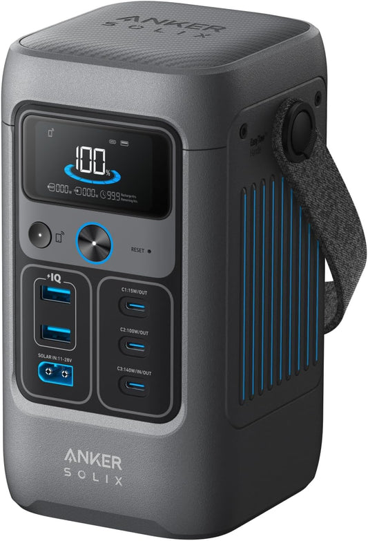 Anker SOLIX C200 DC Portable Power Station, 192Wh, 200W, Outdoor Camping 192Wh LiFePO4 Battery, 200W Solar Generator for UPS， Outdoor, Travel, and Emergency Use (No Wall Charger Included) Visit the Anker Store