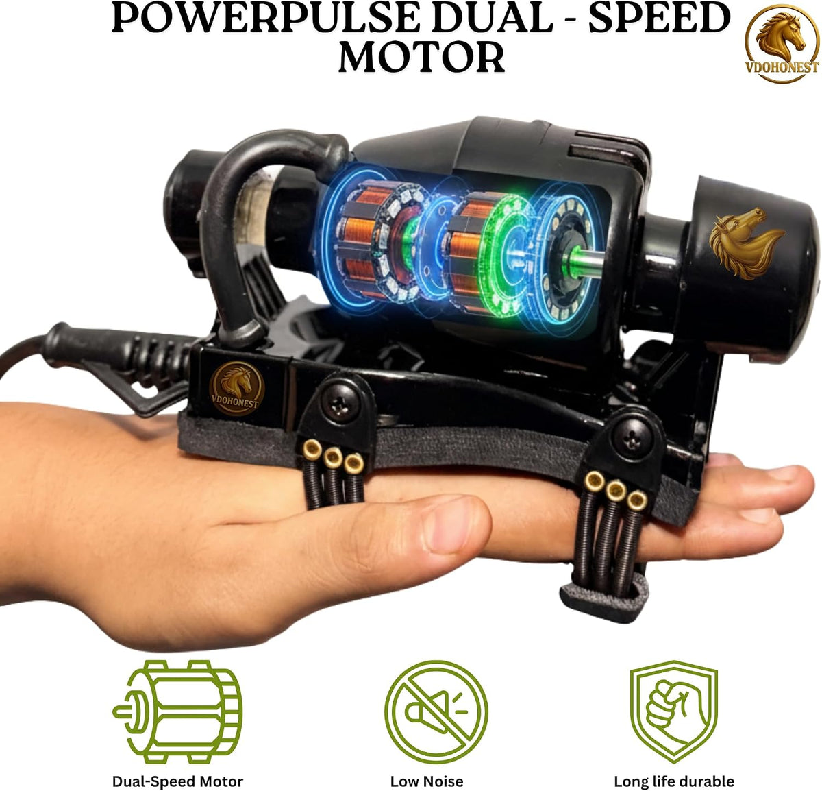 VDOHONEST Powerful Double-Speed Floating Action Full Body Massager, Corded Electric Handheld Percussion Massager, Black