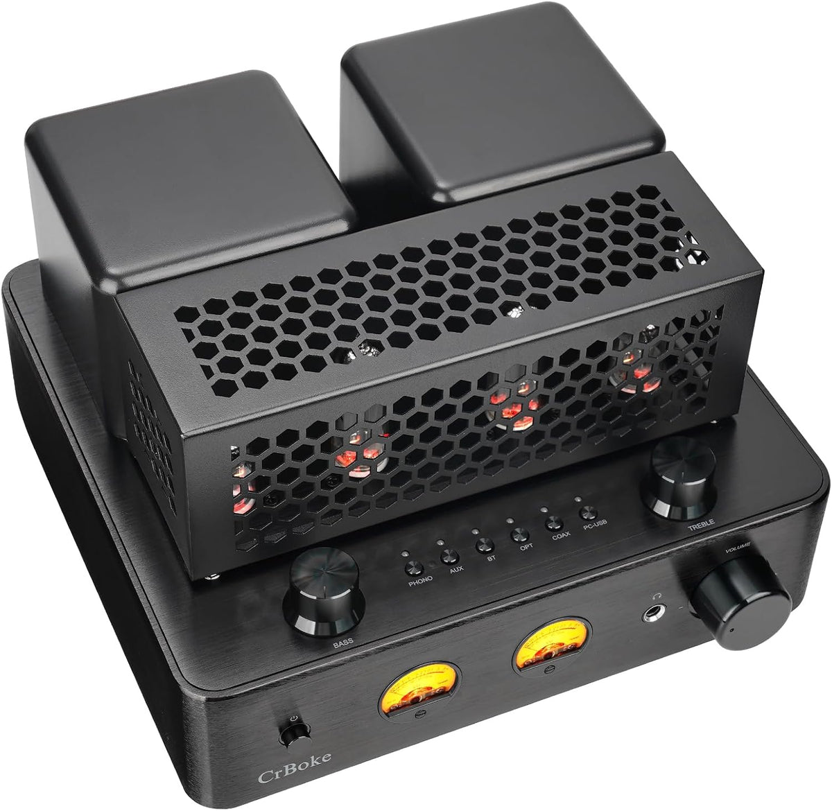 Tube Amplifier, Stereo Vacuum Tube Class A/B Amplifier,Integrated Amplifier with Bluetooth 5.0,Subwoofer Output, Headphone Output, Record Player Phono Preamp and USB DAC