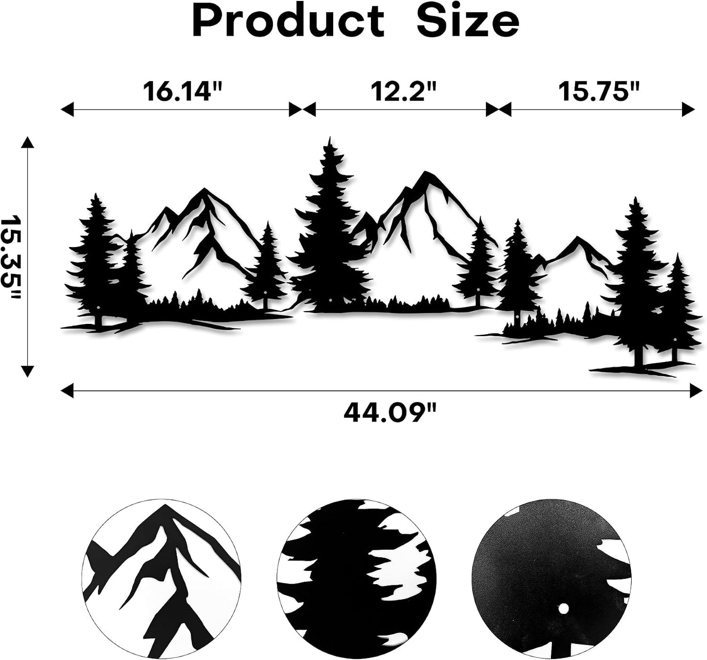 Xedatric Mountain Forest Metal Wall Art 15x44 Inch Nature Landscape Decor Large horizontal evergreen trees wall art for living room. Housewarming gift for nature lovers. Indoor decor.