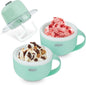 Dash My Mug Ice Cream Maker Bundle, 2 Half-Pint Freezer Mugs, Aqua Electric Soft Serve Ice Cream Machine Set, Ingredient Chute, Single Serve Freezer Bowls, Countertop Frozen Treat Maker