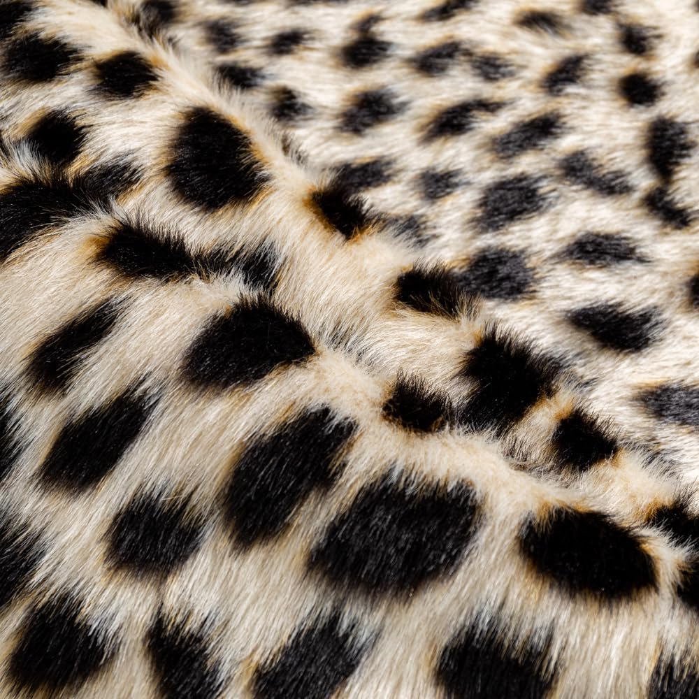 Leopard Area Rug Animals Printed Hide Mats Faux Fur Cowhide Skin Carpet for Home Office, Living Room, Bedroom, 5.2ft x 6.5ft (160 x 200cm)