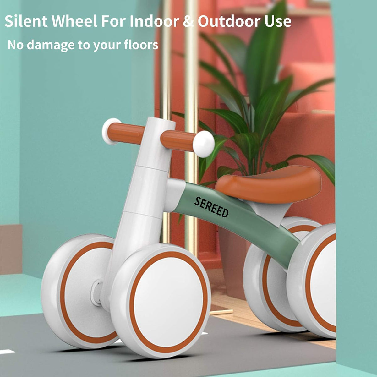 SEREED Baby Balance Bike for 1 Year Old, Toddler First Bike for Boys & Girls, 12–24 Months, Lightweight No-Pedal Learning Bike, Green