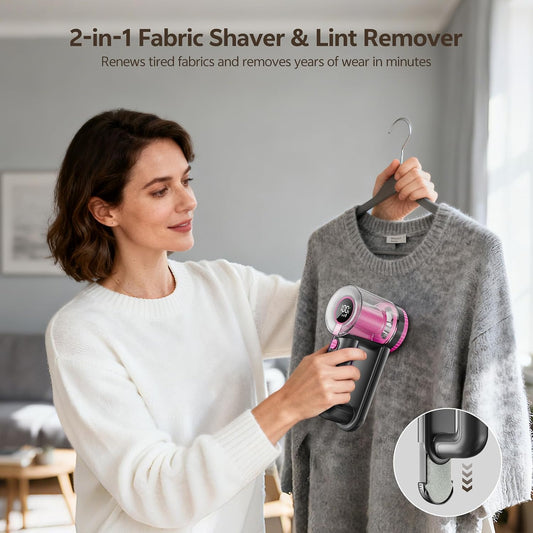 Wauvmoss Rechargeable Fabric Shaver 2-in-1 Lint Remover