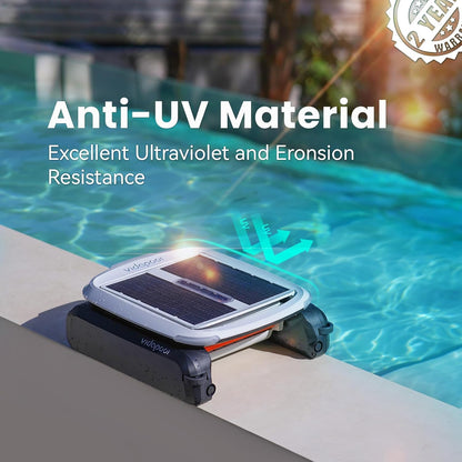 Solar Pool Skimmer Robot, Automatic Pool Surface Skimmer Cleaner, Dual Mode Solar Powered Pool Skimmer with Obstacle Avoidance, Day & Night Cleaning for All Swimming Pools-White