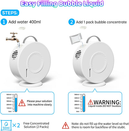 Yevohadt Bubble Machine for Kids & Toddlers, 90°/360° Rotating Automatic Bubble Blower with RGB Light, 4000+ Bubbles Per Minute, Portable Bubble Maker for Parties & Outdoor Play
