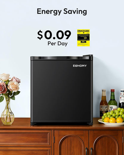 EUHOMY 1.1 Cu.ft Upright Freezer, Reversible Door Mini Freezer, Black