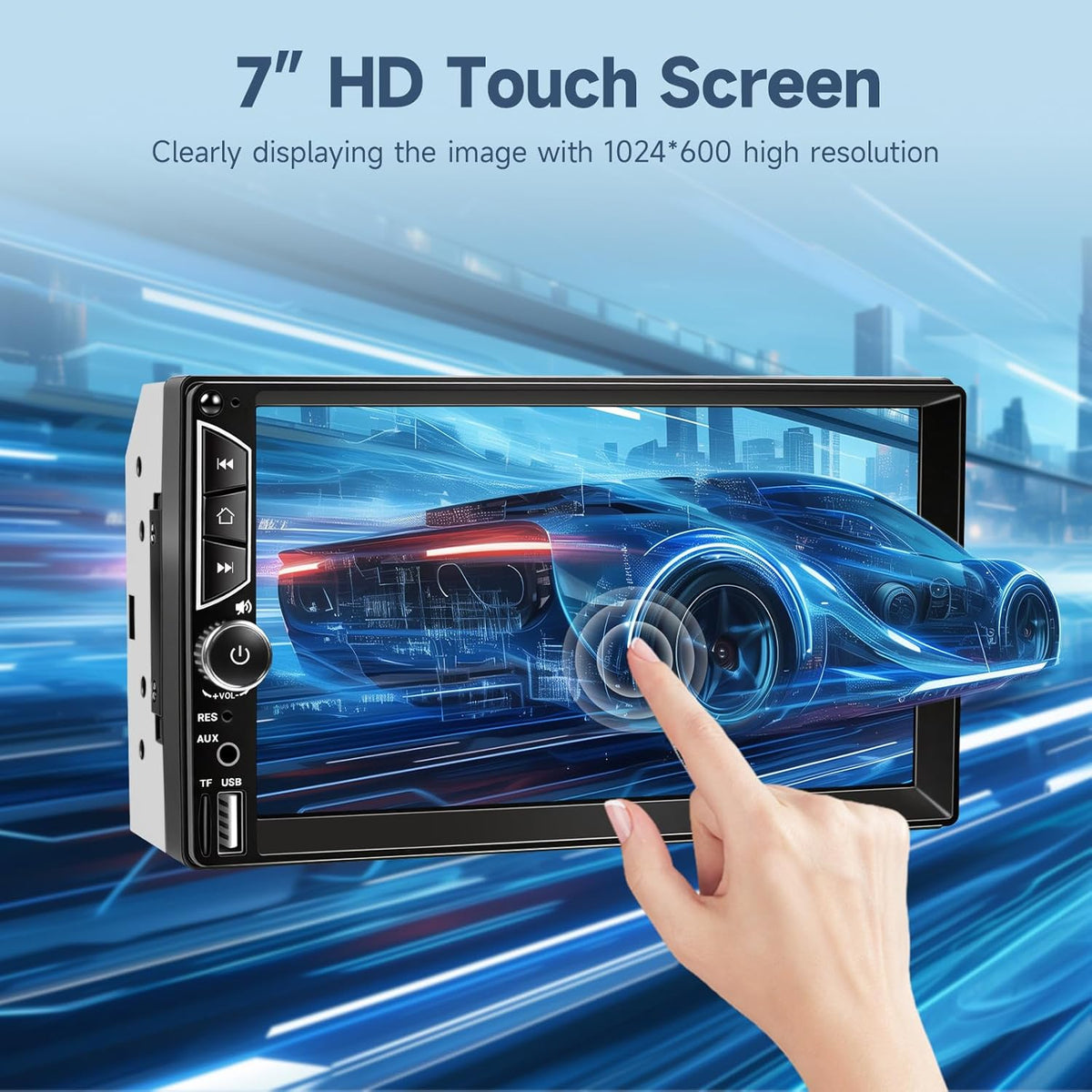 Leadfan 7inch Car Stereo Double Din Radio Touchscreen with Backup Camera Multimedia Car Audio Support Mirror Link, Bluetooth Caller ID, FM/MP3/MP4/USB/Subwoofer,Aux Input Car Audio Receivers
