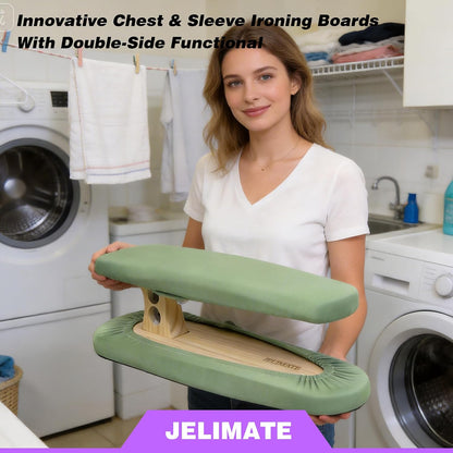 JELIMATE Padded Pants & Sleeve Ironing Board | Double-Sided Wooden Tailor Ironing Stool with Thick Cotton Padding