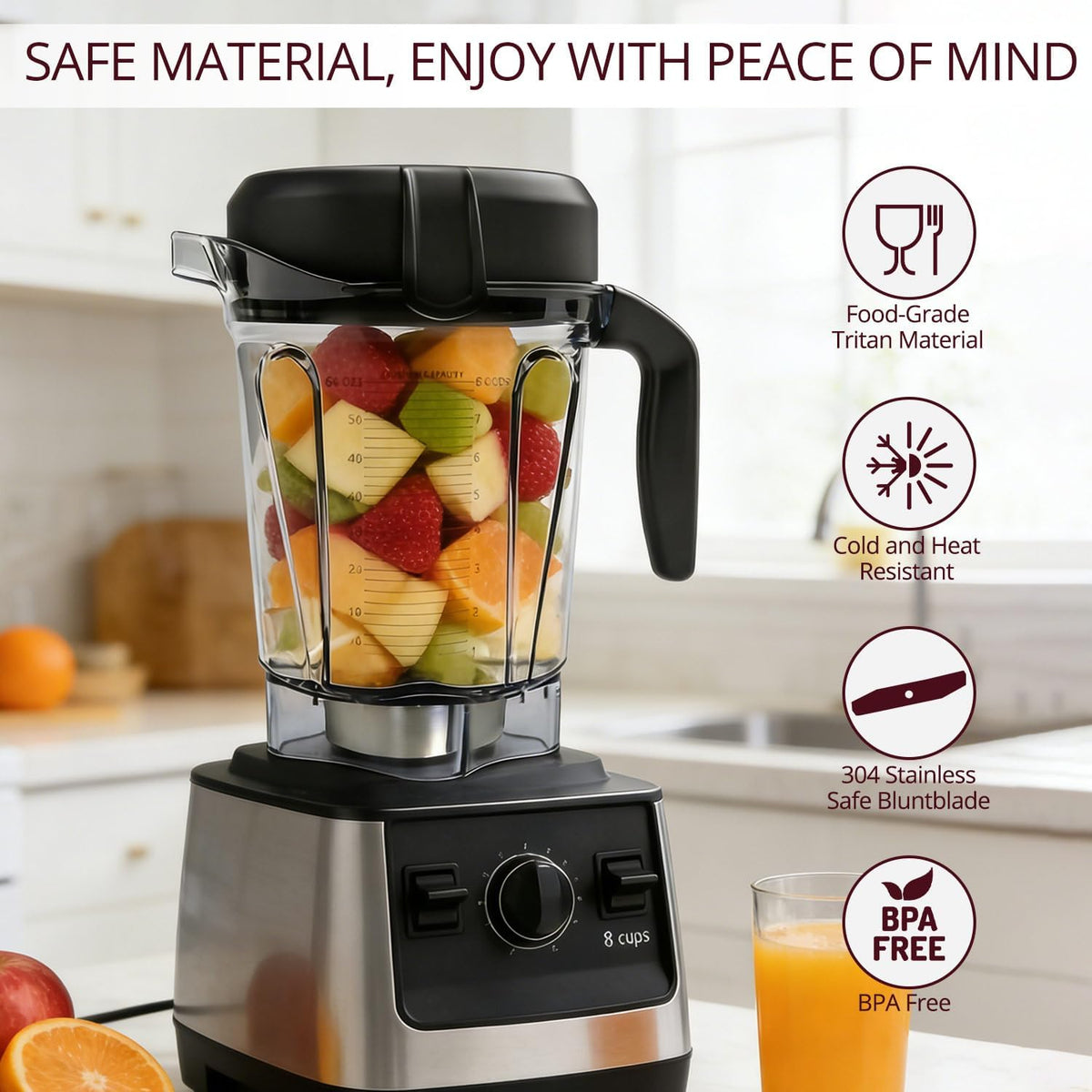 64oz Low-Profile Blender Pitcher Replacement Cup Compatible with Vitamix BPA-Free Compatible with 5200 750 7500 6300 VM0102 VM0103 VM0197 E310, Classic/Explorian/Commercial Series Jar Cup