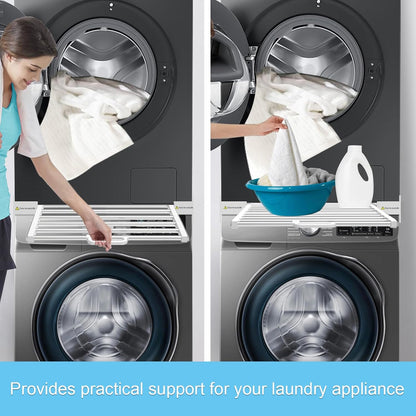Washer Dryer Stacking Kit 29 inch - Universal Washer and Dryer Stacking Kit with Pull Out Drying Rack - Adjustable 29"/28"/27"/26"/25"/24" Stacking Kit with Ratchet Strap - Space-Saving