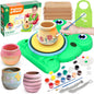 Aujazyble Pottery Wheel for Kids, Complete Pottery Painting Craft Kit with Air-Dry Clay, 12 Paint Colors & Sculpting Tools, Green, Arts & Crafts Toy for Ages 6+