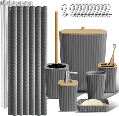 Clara Clark Black Bathroom Set, Shower Curtain Set, Bathroom Accessory Set