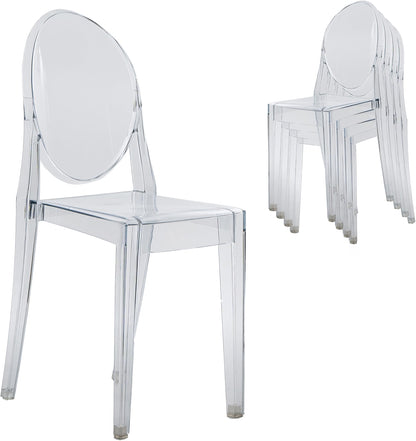 Techni Home Clear Acrylic Ghost Chairs, Set of 4, Stackable