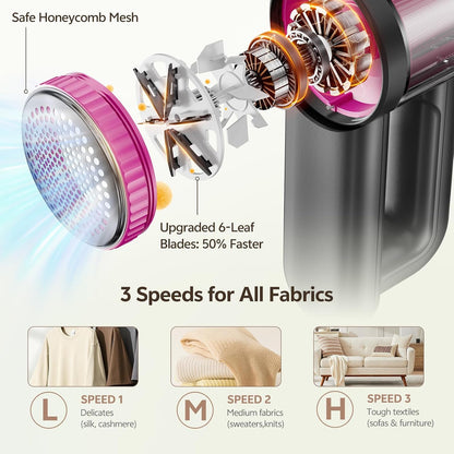 Wauvmoss Rechargeable Fabric Shaver 2-in-1 Lint Remover