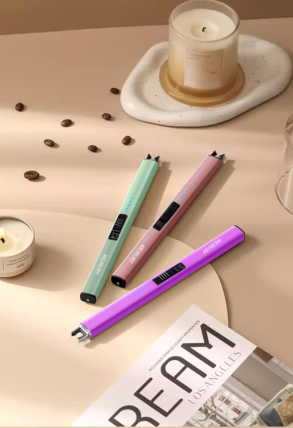 MEIRUBY Rechargeable USB Electric Arc Lighter, Rose Gold